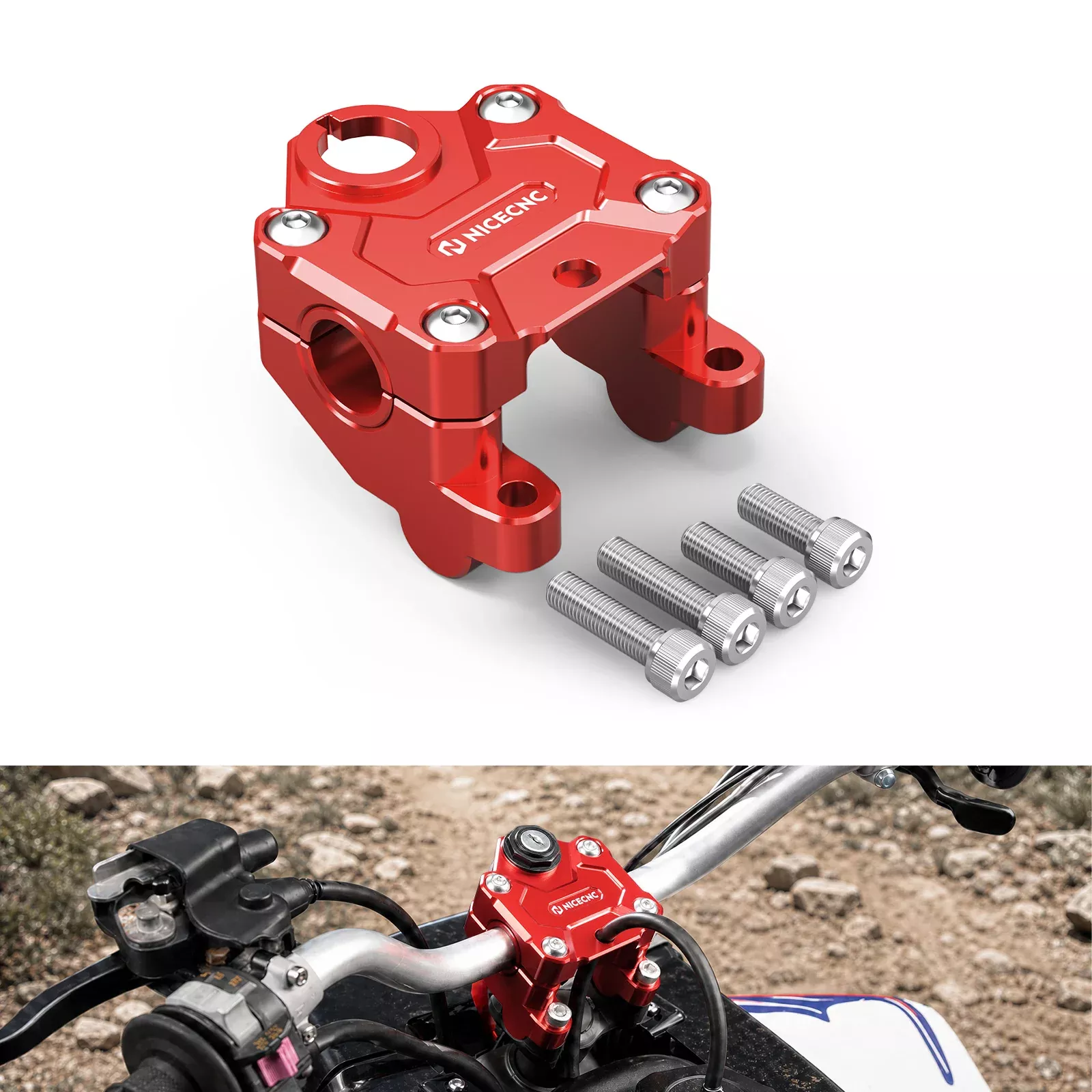 1.25" Handlebar Riser Clamp + Key Switch Mount For Yamaha Banshee 350