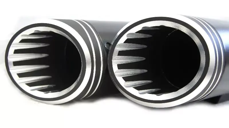 4″ Roaring Series MF-45 Angle Deep Cut Billet End Tips Caps
