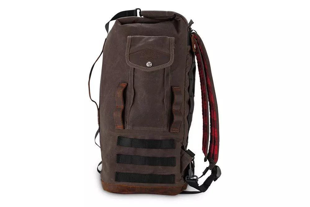 Backrest Backpack Burly Brand Sissybar Bag Backpack Dark Oak Waxed Cotton