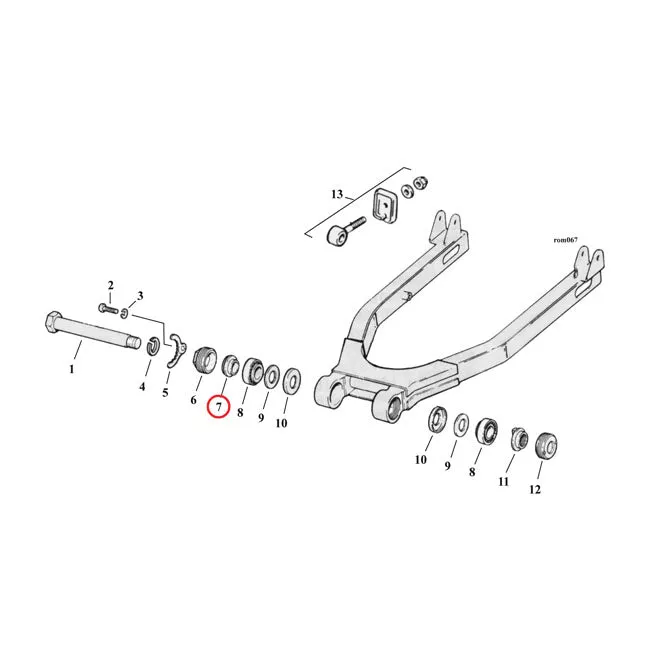 Bearing Spacer, Outer. Swingarm For Harley-Davidson