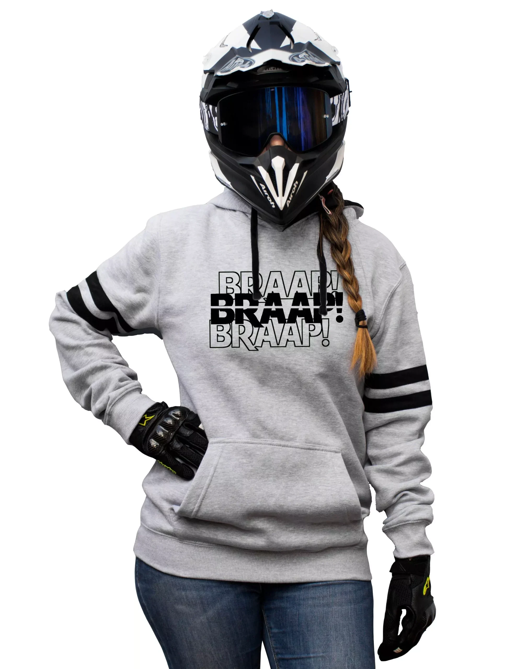 BRAAP! - GREY STRIPED HOODIES