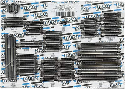 DRAG SPECIALTIES Bolt Kit - Engine - Black/Chrome - Knurled - M8 MK775BK