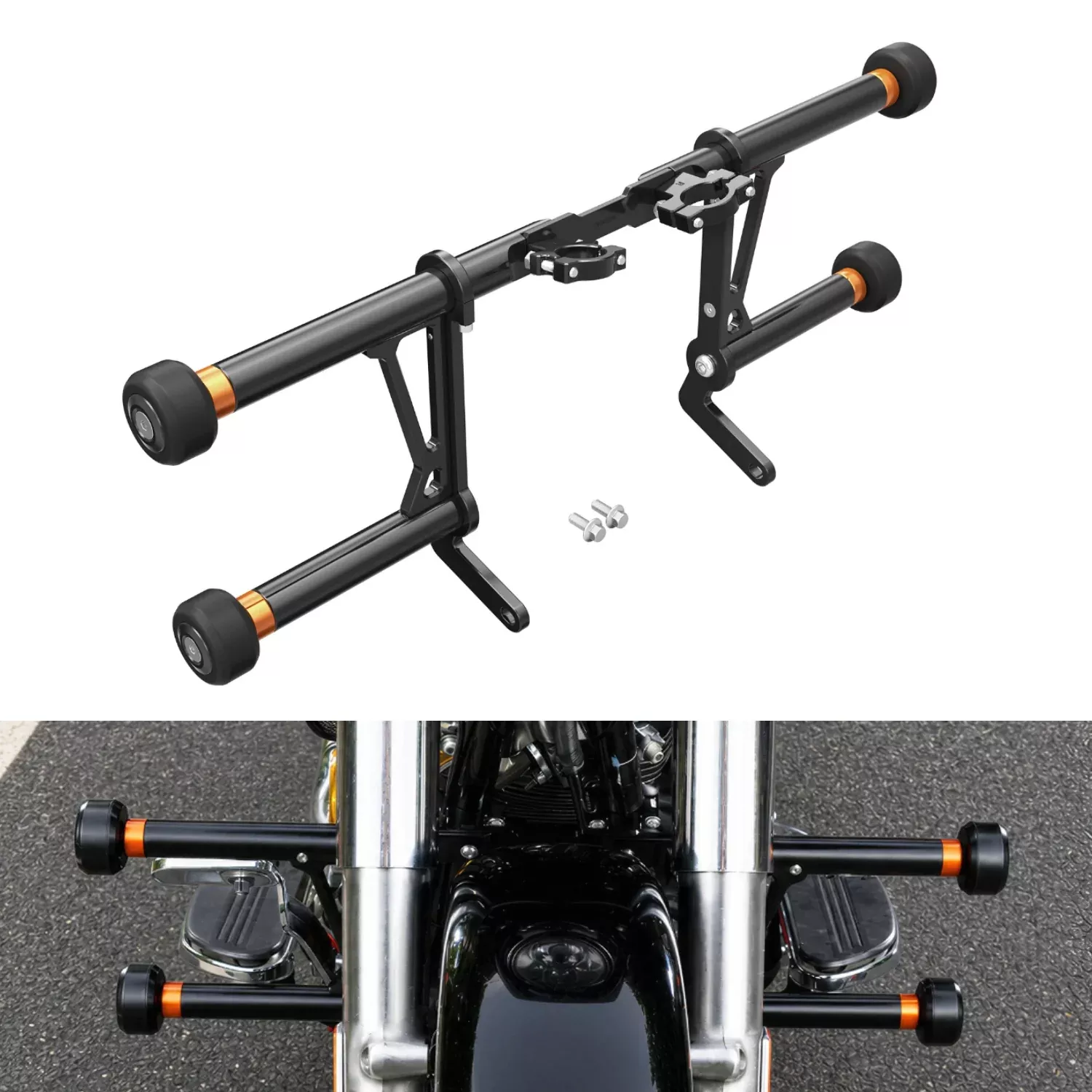 Front Engine Guard + Modular Sliders For Harley Road King Electra Street Glide