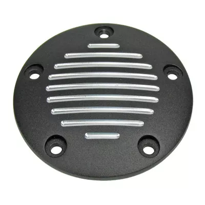 “Grooved” 5-Hole Twin Cam Points Cover - Black, Fits 1999 and Up Harley Davidson FLST, FXD, FLT, FXST, Twin Cam Motors