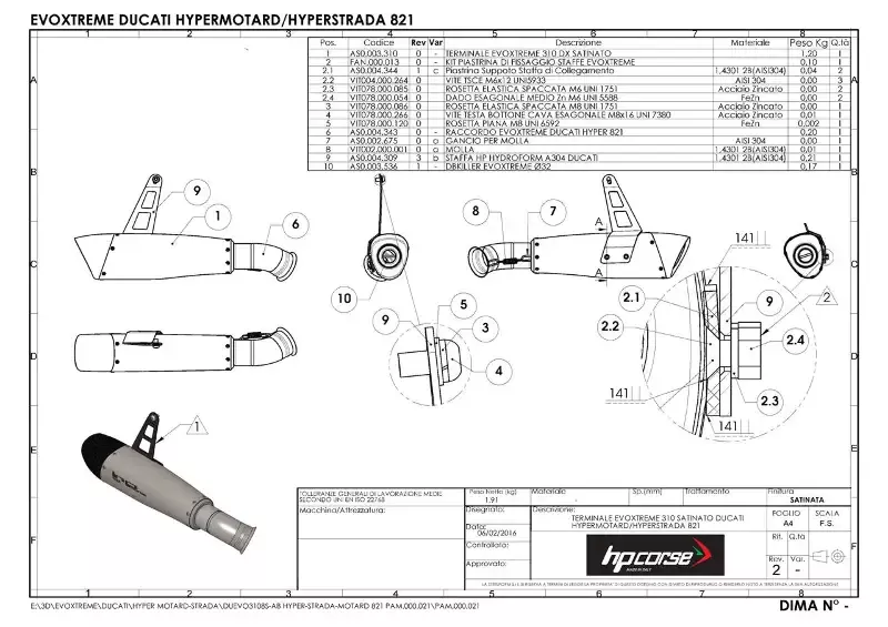 HPCorse - EvoXtreme 310mm Exhaust for Ducati Hyperstrada 821