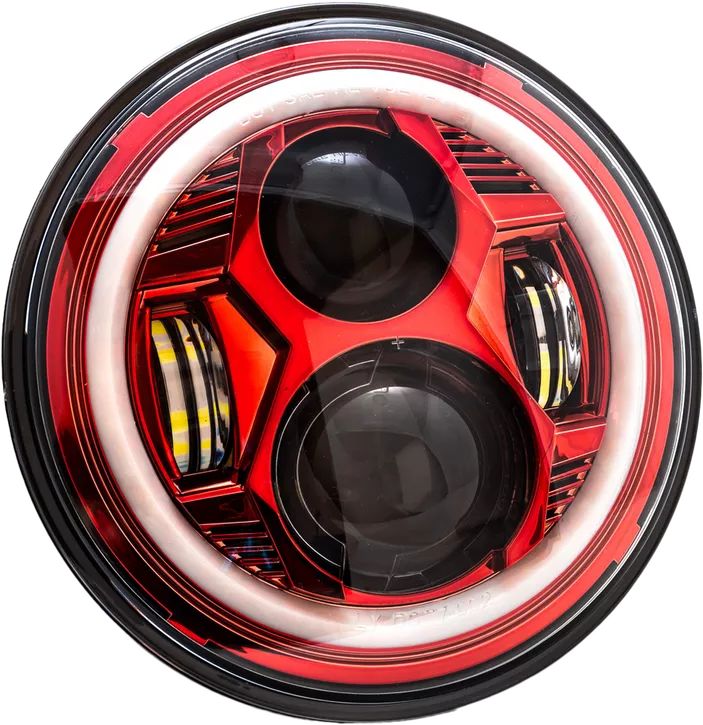 Letric Lighting 7" Red Halo LED Headlight for Harley