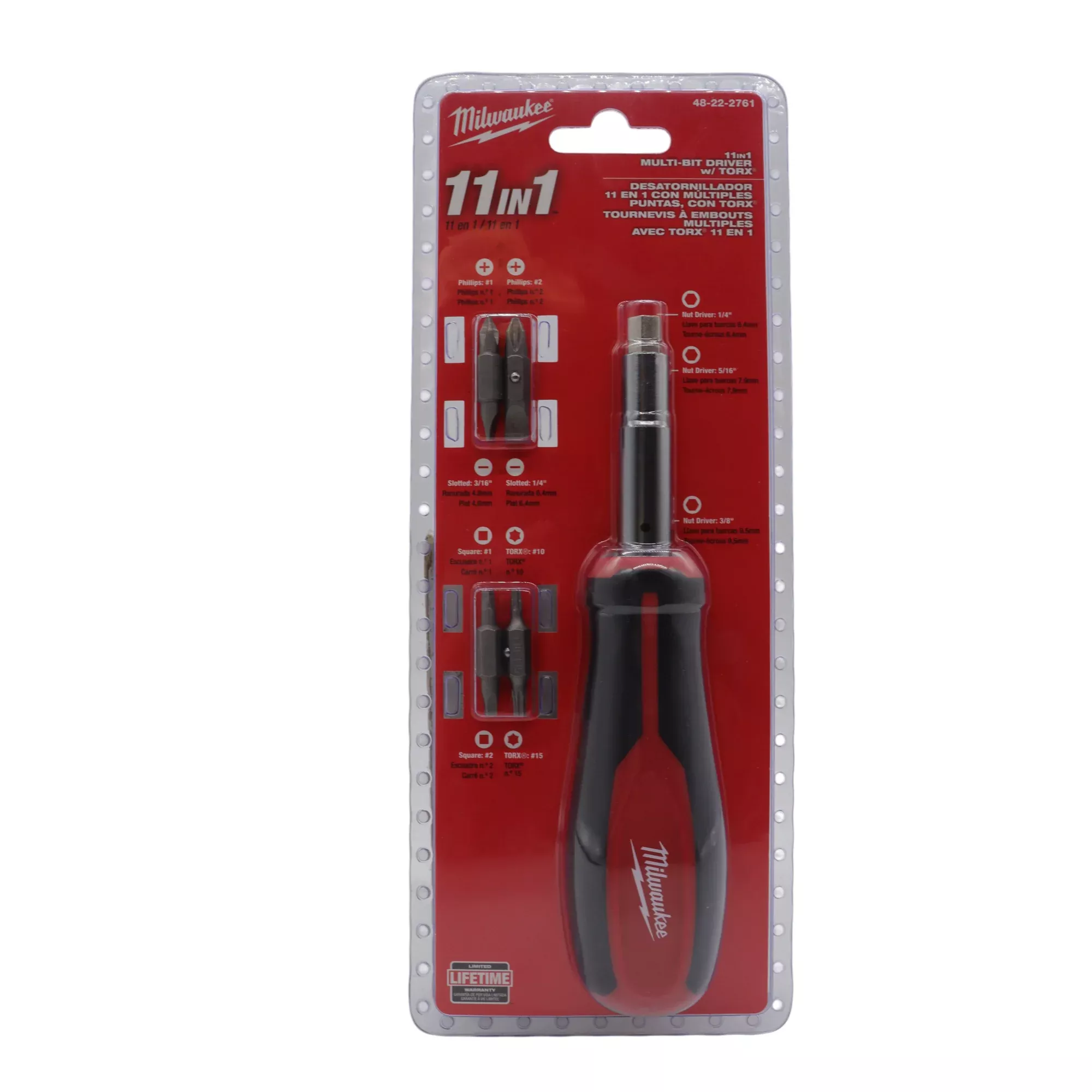 Milwaukee 48-22-2761 11-in-1 Multi-Tip Screwdriver with Square Drive Bits