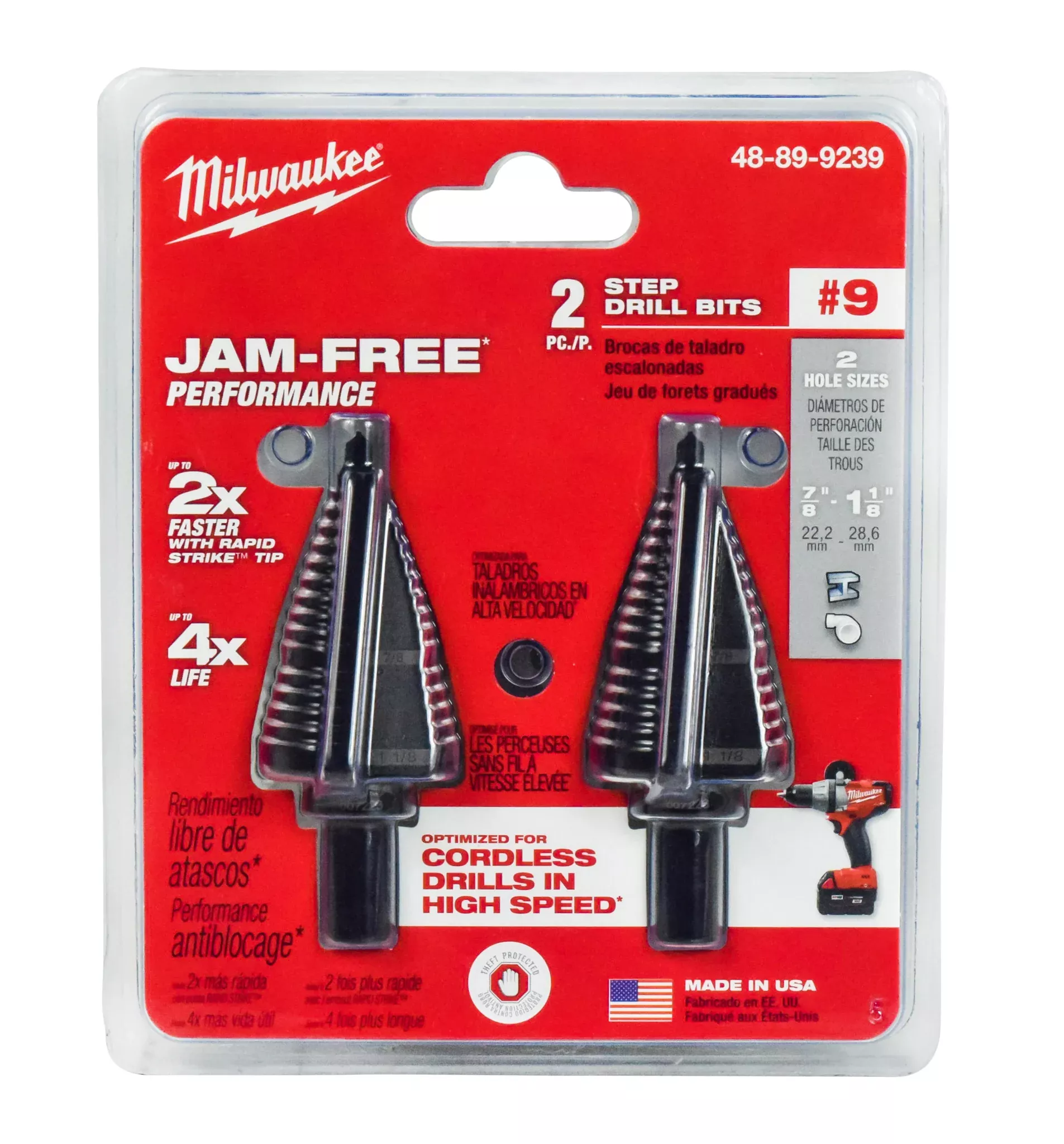 Milwaukee 48-89-9239 2 pc #9 step drill bit set, 7 /8
