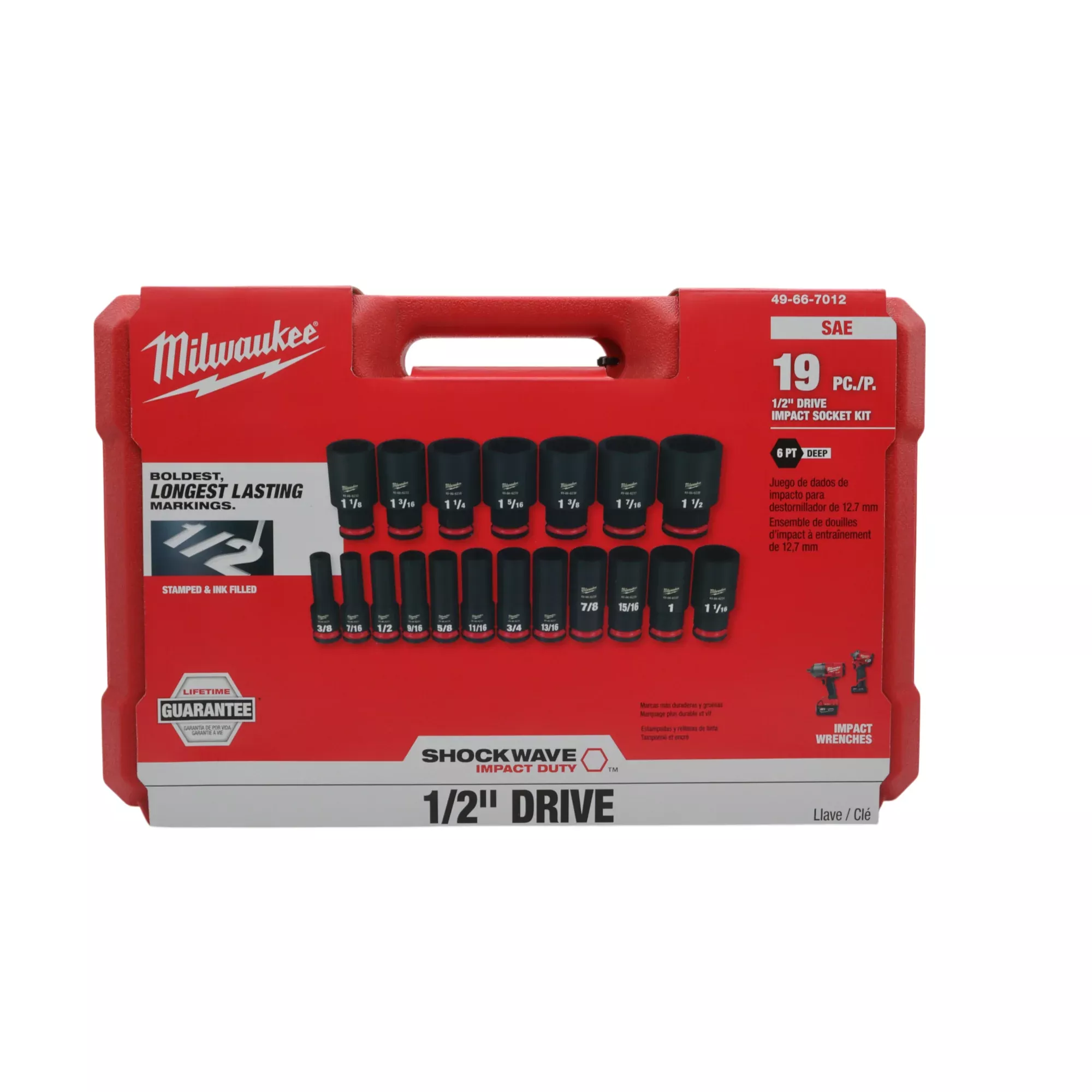 Milwaukee SHOCKWAVE 1 /2 in. Drive SAE 6 Point Impact Socket Set