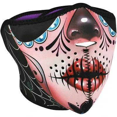 Neoprene Biker Mask Half Mask Sugar Skull