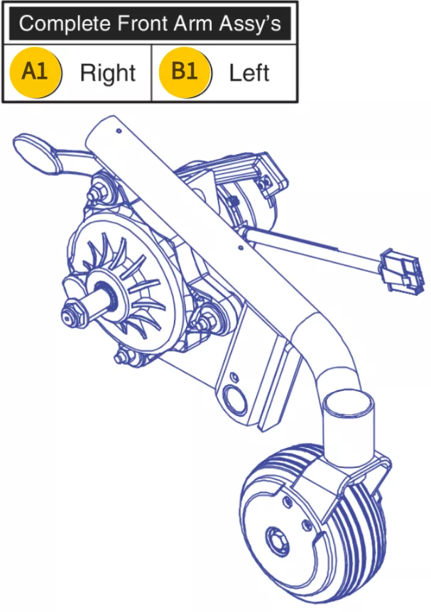 Pride Jazzy EVO 613 Front Arm Assembly w/ Caster & Motor