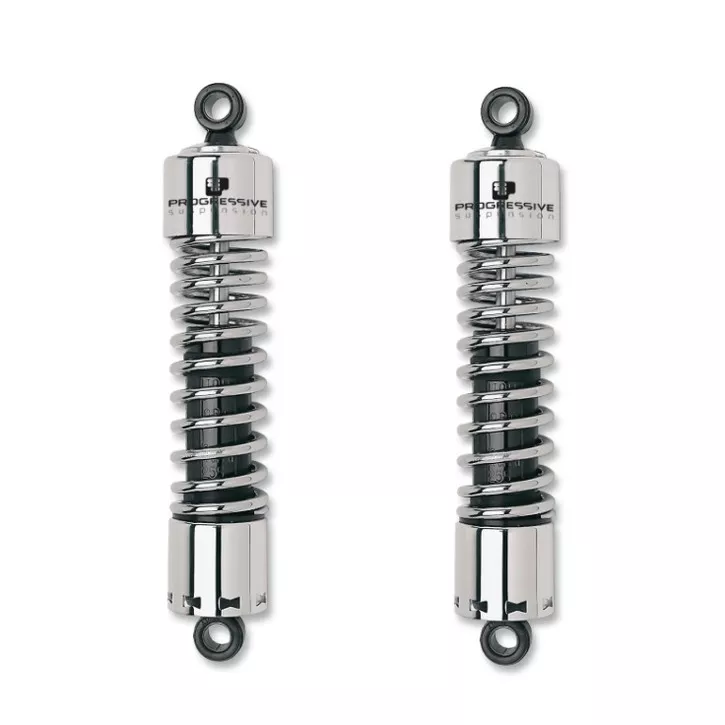 Progressive Suspension 412 Chrome Rear Shocks Harley Touring