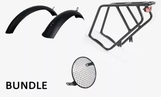 Revi Bike Cheetah Rear Rack, Tail Light, Fender, Headlight Protector Bundle