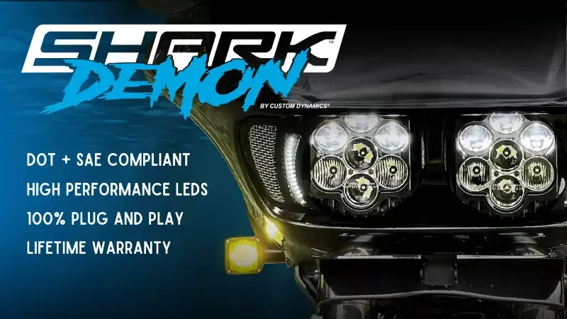 Shark Demon™ SAE Selective Yellow LED Front Turn Signals for Road Glide