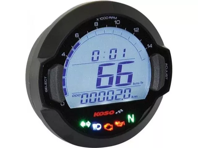Universal Circular 64mm Koso Cafe Racer Black Speedometer
