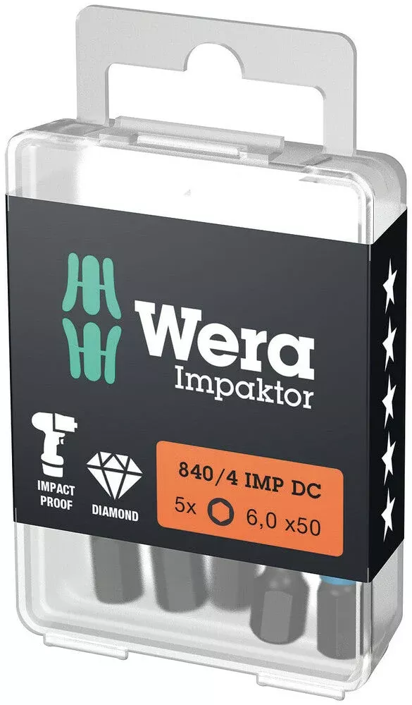 Wera Tools - 840/4 IMP DC Hex-Plus DIY Impaktor bits