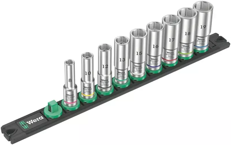 Wera Tools - Magnetic socket rail B Deep 1 socket set, 3/8" drive