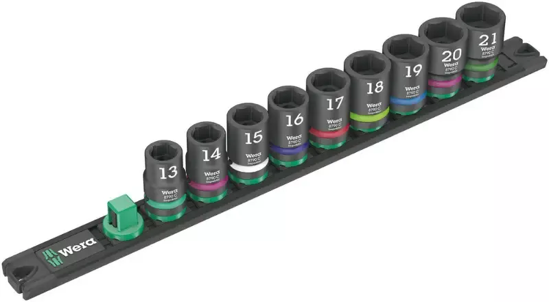 Wera Tools - Magnetic socket rail C Impaktor 1 socket set, 1/2" drive